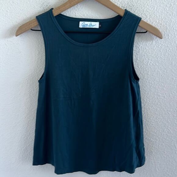 Ava Sky Tops - Ava Sky Fighting Eel Stretch Teal Tank Top Blouse Shirt Hawaii Aloha XS